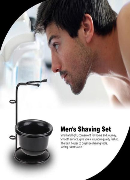 

2 in 1 men039s shaving set brush holder shaving bowl cup for dry or wet male facial cleaning tools shaving stand3882634