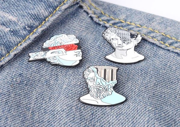 

human head ancient building sculpture enamel pins custom artistic brooch lapel badge bag cartoon jewelry friends gifts4346902, Gray