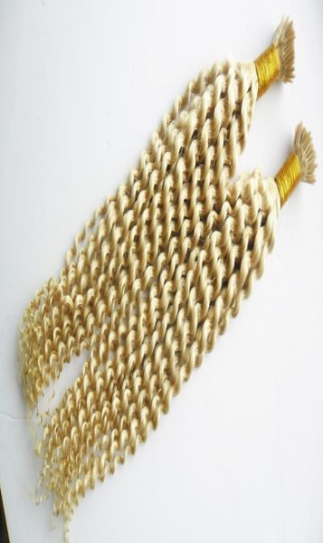 

i tip hair extensions 613 blonde keratin capsules human fusion hair kinky curly machine made remy pre bonded hair extension 200g 28782390, Black