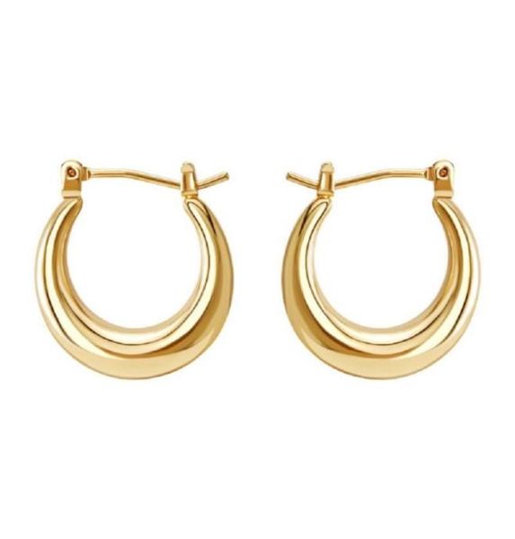 

gold plated chunky circle hoop earrings dainty minimalist thick round ed piercing earrings for women party jewelry8524677, Golden;silver