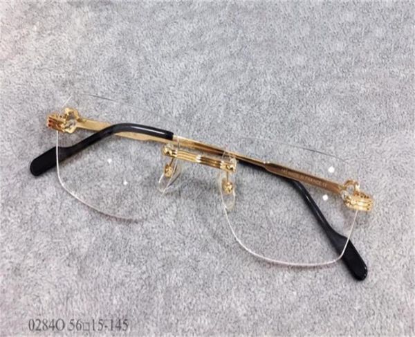 

fashion design 18k frame 0284o goldplated ultralight square rimless optical glasses men business style eyewear 659870, Black