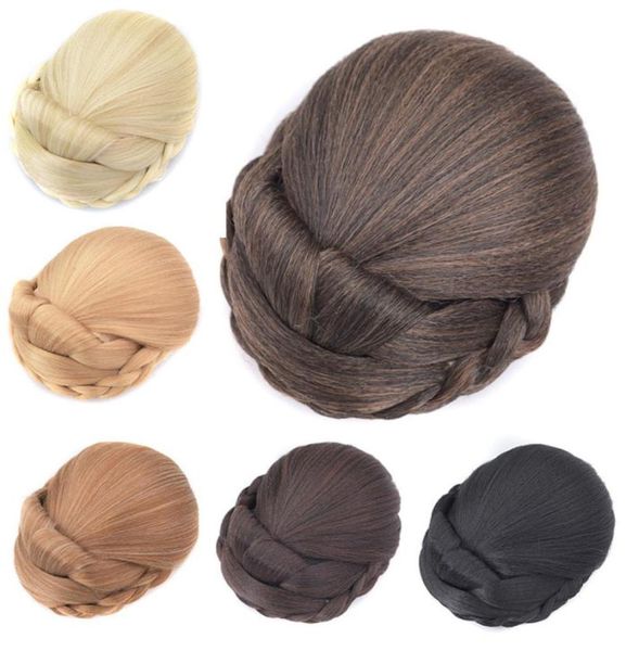 

synthetic bridal bun clip in chignons simulating human hair extension updo buns for women hairstyle tools dh1152275284, Black;brown