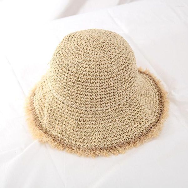 

wide brim hats bucket hats wide brim hats summer sun for women foldable crochet knit straw hat large anti-uv beach chapeau femme, Blue;gray