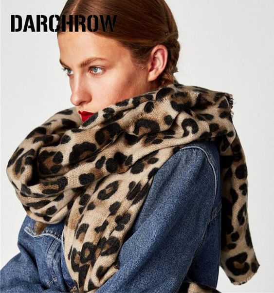 

darchrow leopard printed scarf women winter blanket scarf warm soft cashmere thicken shawls scarves for women lady3845488, Blue;gray