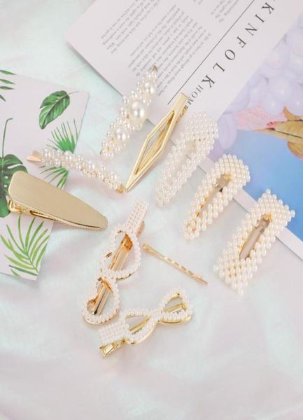 

fashion women hairs clip geometric pearl hair jewelry accessories hairpins alloy metal barrettes girls convenient hairgrips3669830, Silver