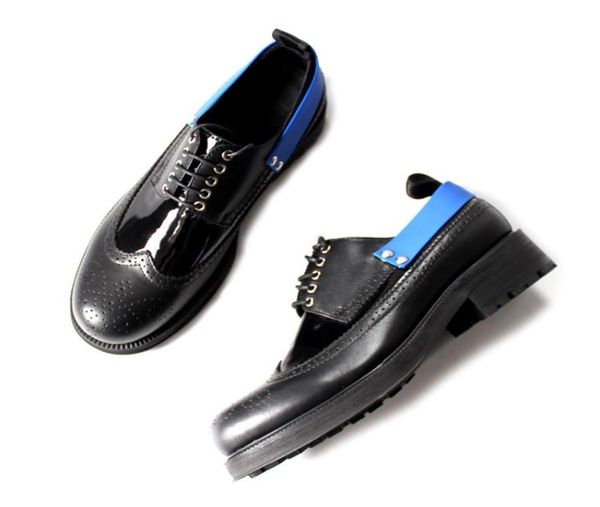 

handmade thick heel black derby shoes black cow leather men formal business shoes male wedding dress shoes with box8676142