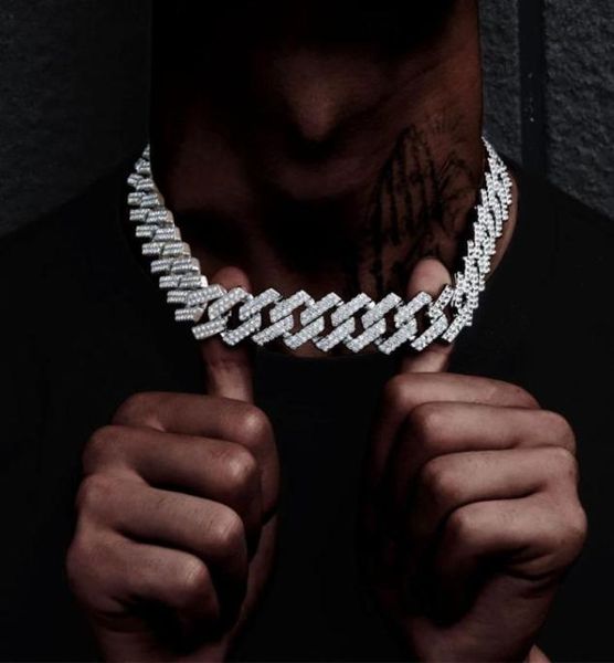 

pendant necklaces iced out men jewelry 5a cz hip hop bling micro pave 19mm cuban link chain big heavy chunky necklace5226346, Silver