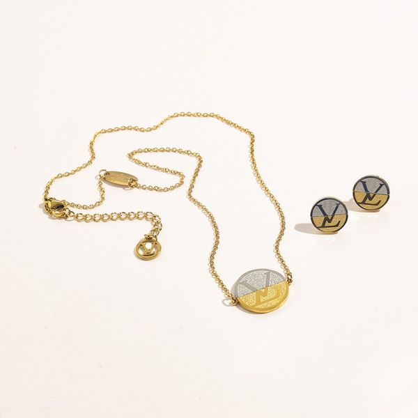 

earrings necklace jewelry sets luxury women viviene westwood necklace woman channel titanium steel circular inlaid with t zircon 18k gold pl, Silver