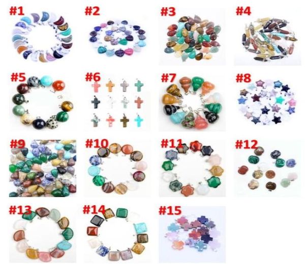 

bulk natural stone pendant hexagonal prism bullet quartz point healing crystals chakra cross heart charm for necklace jewelry maki8229824, Silver
