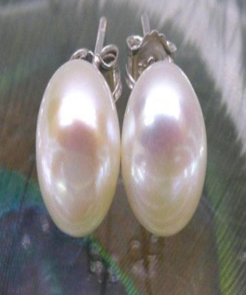 

genuine natural natural 105mm bread white south sea pearl stud earring 14k white gold9125756, Golden;silver