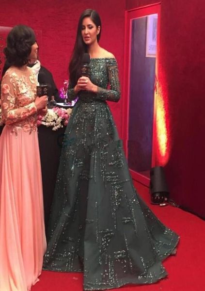 

ziad nakad emerald crystal evening pageant dresses modest illusion long sleeve arabic dubai prom gowns labourjoisie party dresses 5976337, Black;red