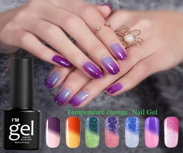 

gel lacquer lucky nail art temperature gel nail polish long lasting soak off chamelon polish nails gel uv colors3920885, Red;pink