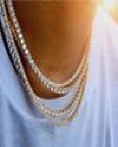 

mens hiphop iced out chains jewelry diamond iced out tennis chain hip hop jewelry necklace 3mm 4mm silver gold chain necklaces4480934, Black