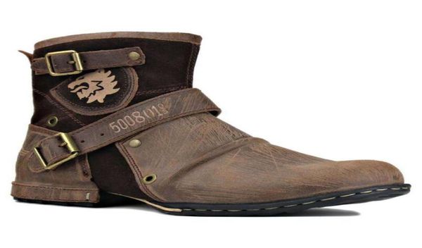 

men leather fashion buckle strap dress new shoe ankle boots vintage classic male casual zapatos de hombre9585730, Black