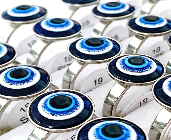 

whole 30pcs silver devil039s eye stainless steel rings gothic eyeball women men punk vintage charm jewelry7962705