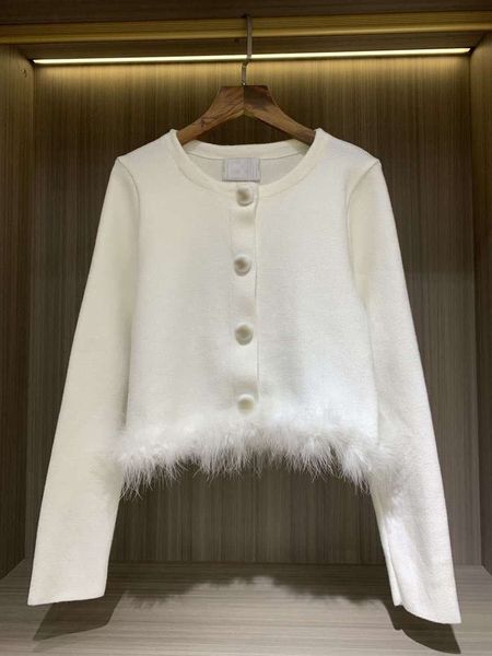 

women's suits & blazers luxury feather short woolen coat women winter high-end socialite western style all-matching white wool jacket c, White;black