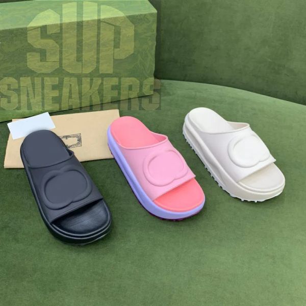 

2023 trend thick bottom designer slipper sandal womans fashion high heel pantoufle sliders ladies summer indoor slippers outdoor non-sli kvn, Black