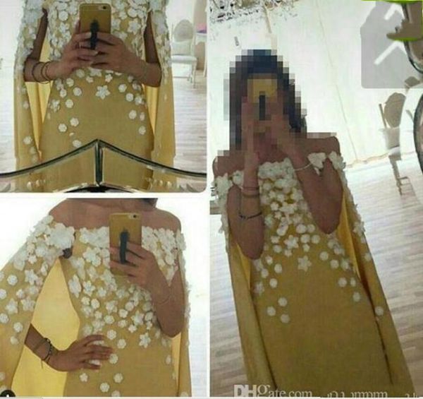 

2020 new myriam fares dresses sheath off shoulder floor length satin handmade flowers celebrity evening gowns with cape 2792407318, Black;red