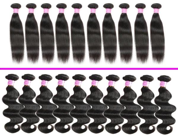 

brazilian human hair body wave bundles 8a unprocessed peruvian straight virgin human hair weave extensions whole remy human ha94124420689, Black