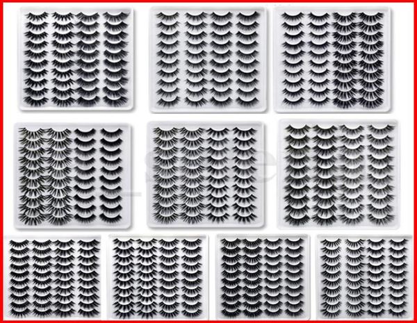 

20 pairs 25mm mixed styles 3d mink false eyelashes natural long lashes handmade wispies bushy fluffy eye makeup tools2624234