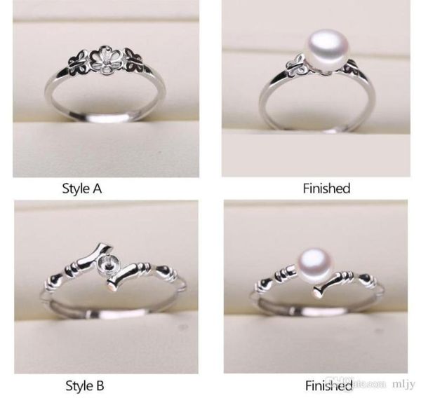 

pearl ring settings electroplated platinum rings for women 20 styles mix diy rings adjustable size jewelry christmas gift statemen6047207, Slivery;crystal