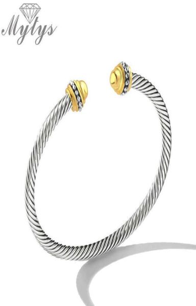 

mytys open cuff adjustable wire cable bracelet for women brand retro antique bangle elegant beautiful valentine q071756968699892971, Black