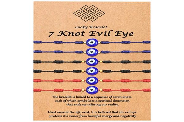 

7 knots blue evil eye bracelet paper card bracelet adjustable lucky red string bracelets women fashion jewelry friendship bracelet2547357, Golden;silver