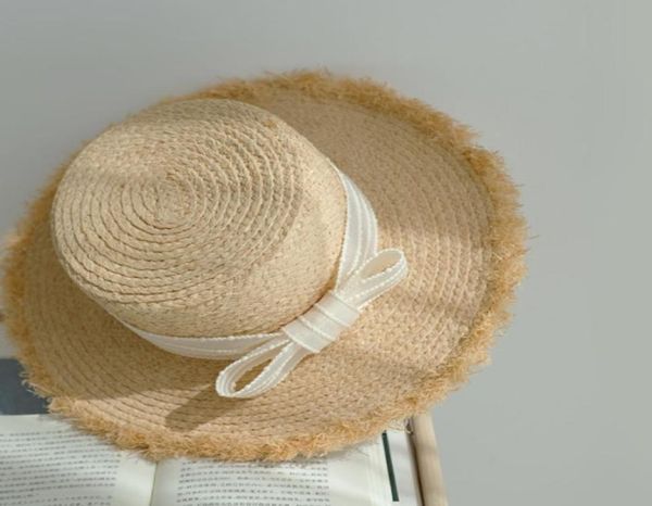

dolphin desinger summer beach straw raffia hat wide brim sun protection sweet korean bow cap temperament flat straw hats3594115, Blue;gray