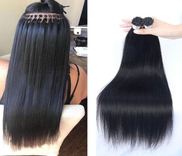 

unprocessed straight brazilian human hair extensions i tip stick 1gstrand 8inch30inch for women8576837, Black