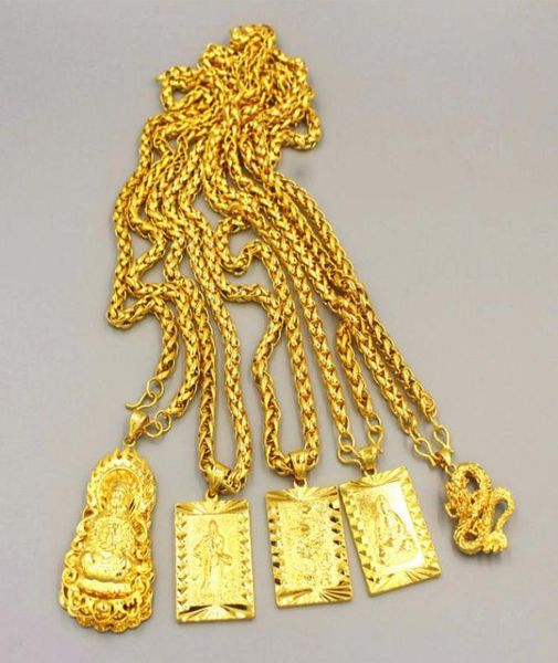 

exaggerated long chains 24k gold wide necklace for men jewelry big gold necklace buddha chinese dragon totem necklace for men y1222944974, Silver