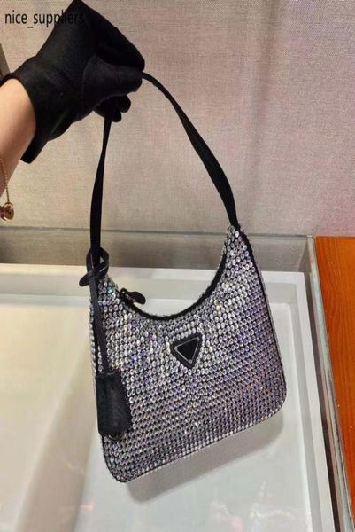 

modern nylon bag with allover crystal embellishment stands out women mini handbags hobos shoulder bag camera bags fashion camoufl3886729, Red;black
