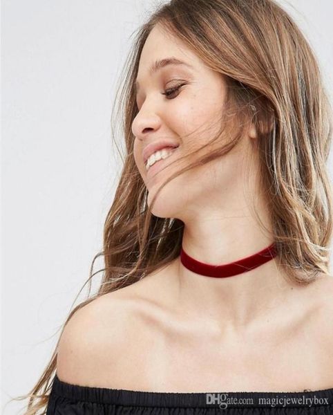 

fashion korea style black velvet choker for women gothic girls ribbon necklace female jewelry new year party gifts7578802, Golden;silver