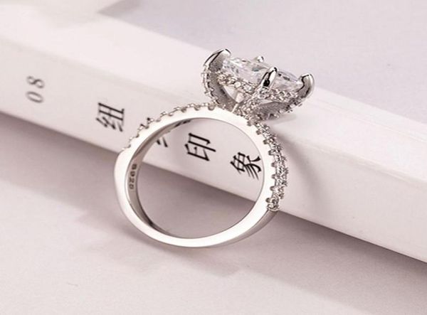 

100 925 sterling silver ring luxury cushion cut white sapphire gemstone wedding engagement couple rings for women jewelry9066853, Slivery;golden