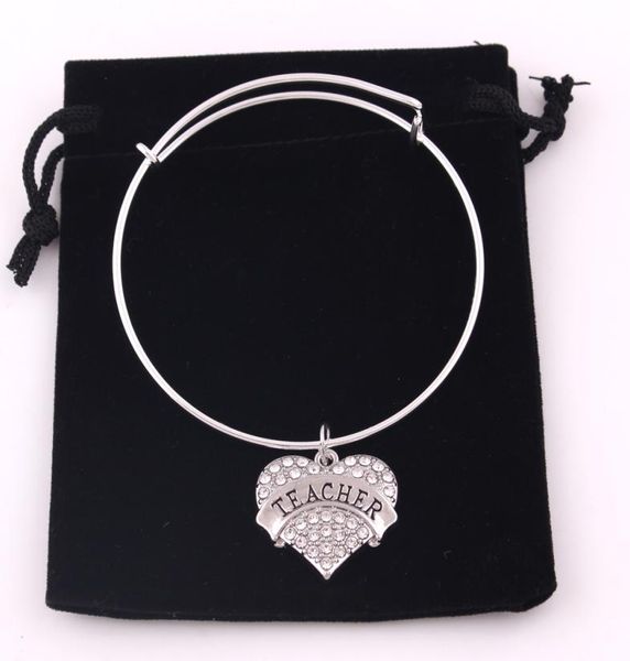 

tx0010 factory direct s heart shape colorful crystal adjustable bracelet teacher dance niece letter charm bangles european lad3097477, Golden;silver