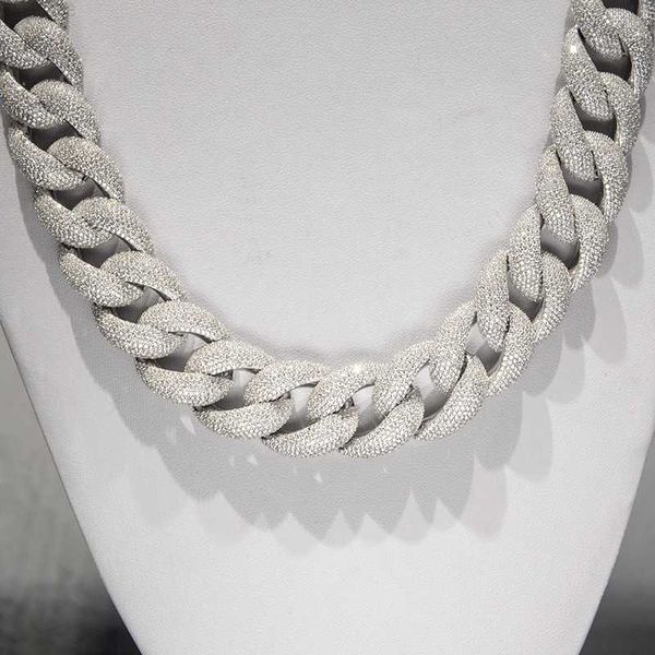 

kibo hip hop jewelry 20mm wide gra moissanite diamond sier cuban link chain for mens miami necklace, Silver