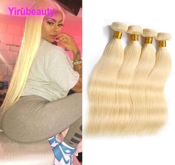 

brazilian virgin hair 4 bundles unprocessed human hair extensions 1030inch blonde 613 color straight body wave hair wefts 6138296677, Black