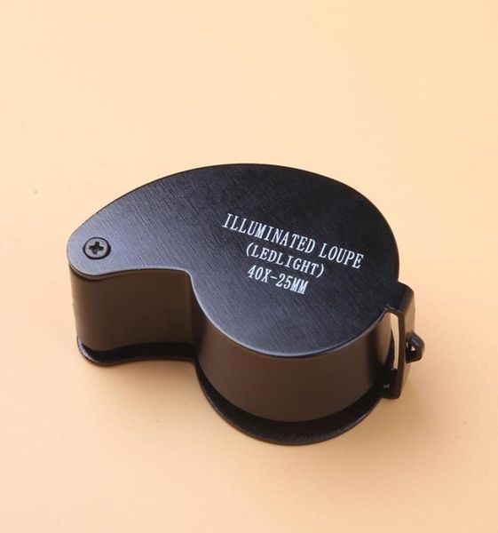 

40x portable folding magnifier loupe illuminated magnifier magnifying glass jewelry coins stamps antiques with led light3616543