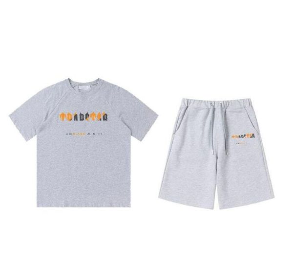 

tshirts summer trapstar printed cotton tshirt shorts sets streetwear tracksuit sportswear trapstar t shirts and suits, Gray