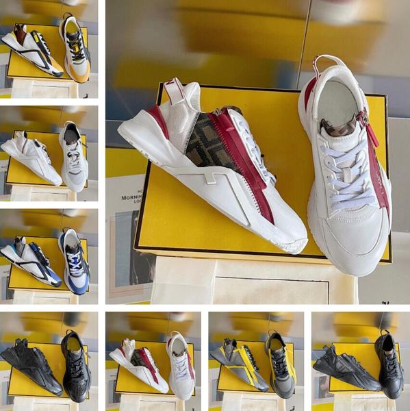 

luxury 2023s/s flow men sneakers shoes mesh breathable men zipper skateboard walking rubber runner comfort trainers chunky fabrics wholesale, Black
