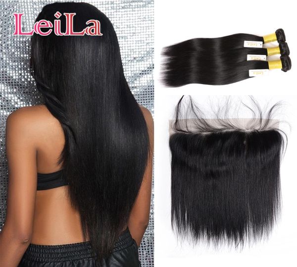 

peruvian ear to ear 13x4 lace frontal closure with 3 bundles straight part unprocessed virgin human hair with frontal6572287, Black;brown