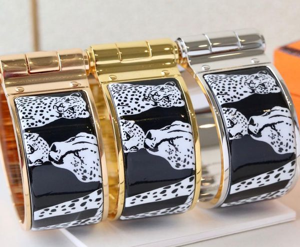 

enamel clic bangle for women charm bracelets 20mm middle size snapfastener leopard1735151, Golden;silver