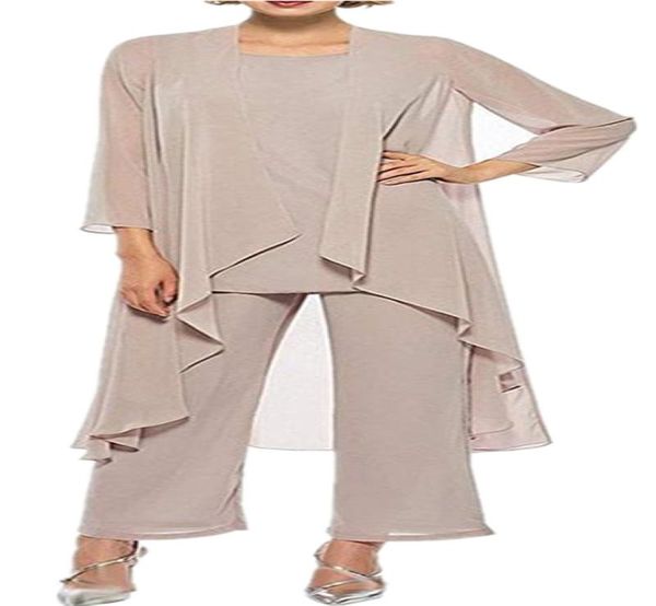 

new arrival chiffon mother of the bride pants suit long sleeves mother039s pants suit custom made for wedding 3 pcss women form3542477, Black;red