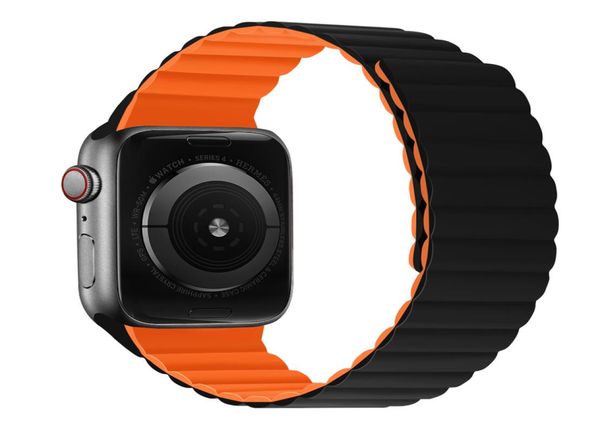 

magnetic silicone strap for apple watch band 44mm 40mm series 7 6 5 4 se replacement bracelet wristband for iwatch 3 2 42mm 38mm 27419768, Black;brown
