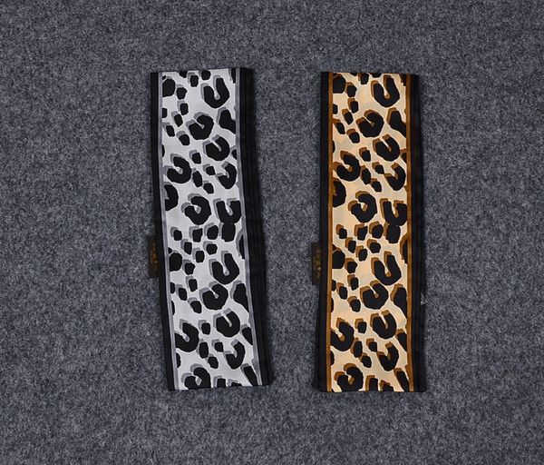 

new leopard print headband scarf 472 in ultra length 100 silk handle scarf small ribbon hair woman bag fashion 1251249, Blue;gray