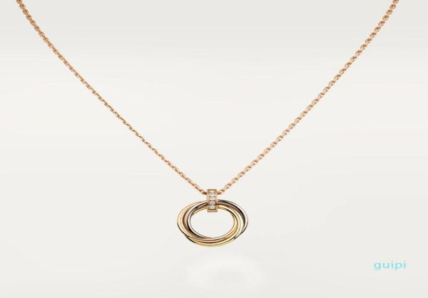 

2022 new fashion classic design cubic zirconia triple trinity necklace pendant women girls titanium steel wedding designer jewelry7818611, Silver