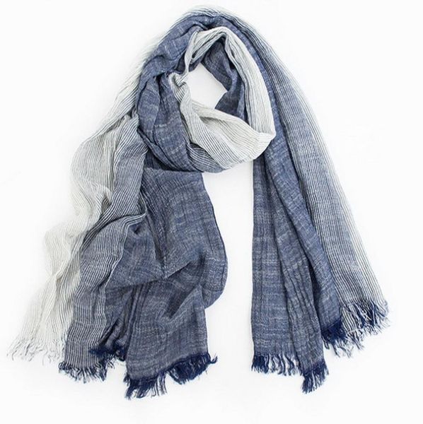 

whole brand winter scarf men warm soft tassel bufandas cachecol gray plaid woven wrinkled cotton linen women scarves spring su8412911, Blue;gray