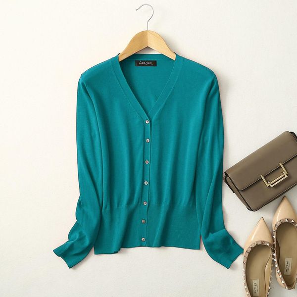 

sweaters women's 100% mulberry silk v neck buttons down long sleeve cable knit sweater cardigan shirt ly009, White;black