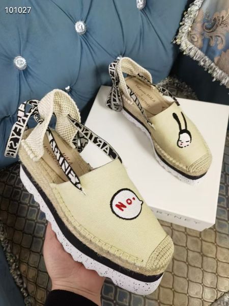 

cream-color espadrilles stella mccartney sandals gaia platform 8cm increasing fashion wedge denim summer shoes, Black