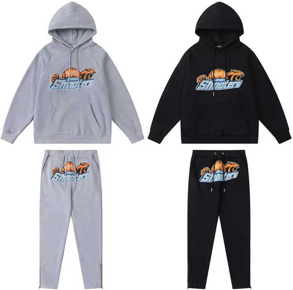 

tracksuit trapstar mens tracksuits tiger head shooters track suit towel embroidery womens fleece hoodies pants sets casual, Gray