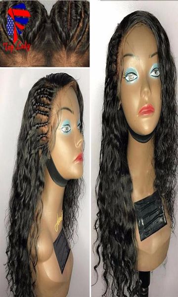 

side part long curly brazilian wig glueless heat resistant synthetic lace front wig with baby hair for african americ7420201, Black
